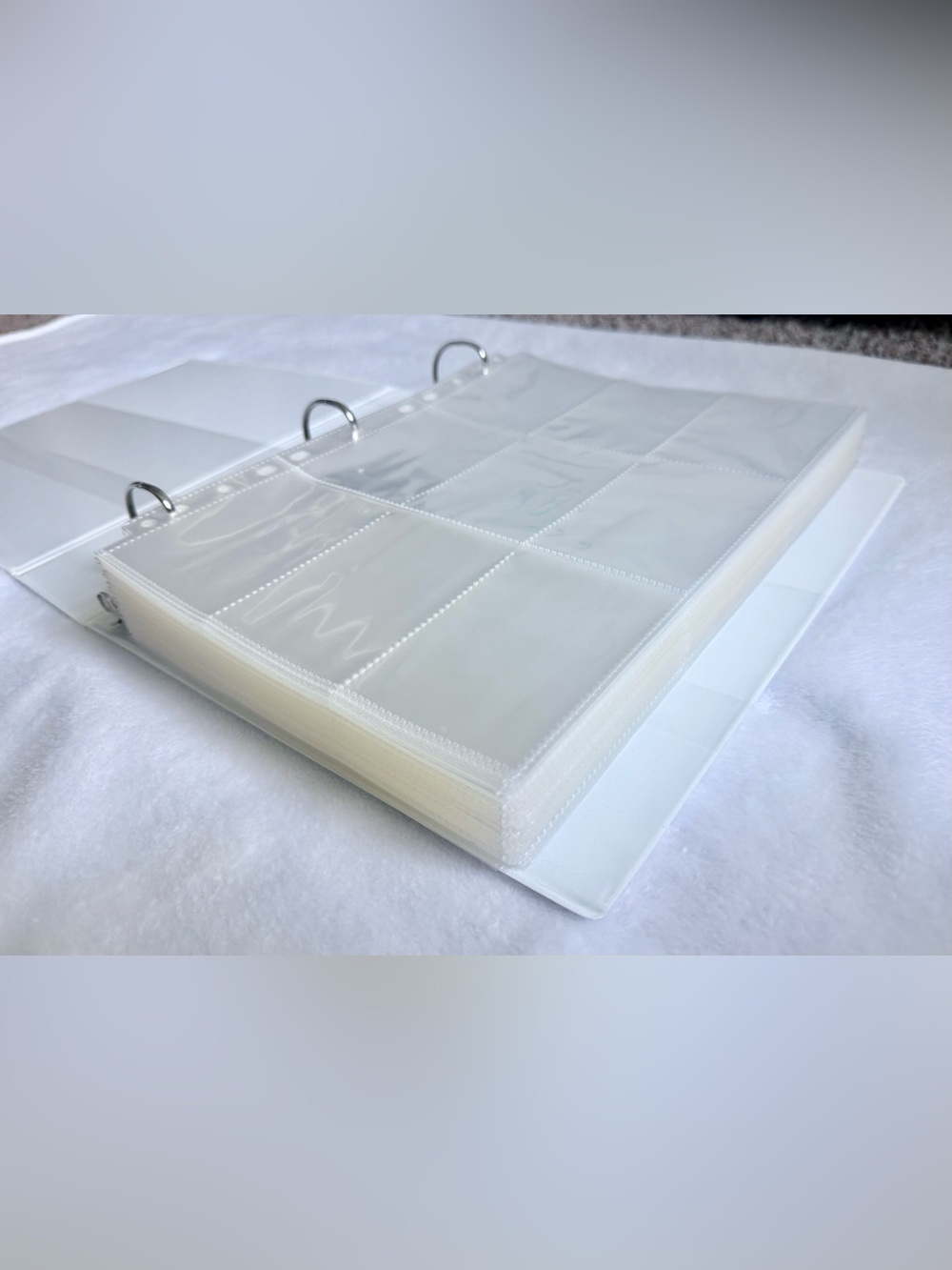 White 3-Ring Binder W/ Trading Card Page Sleeves 120 Sheets